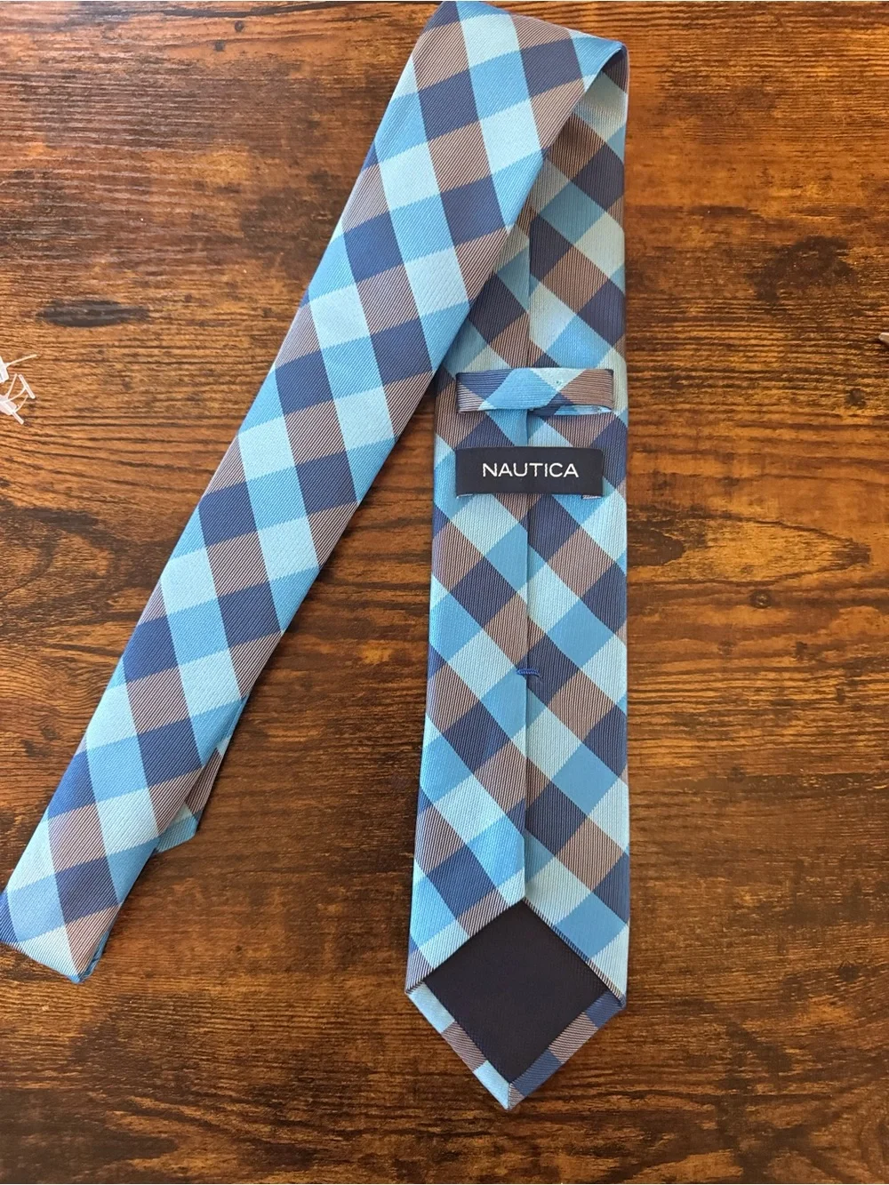 Nautica Blue Plaid Men's Tie